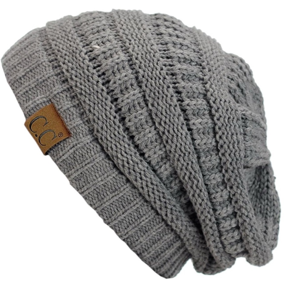 C.C Gray Cable-Knit Winter Hat - Picture 5 of 5